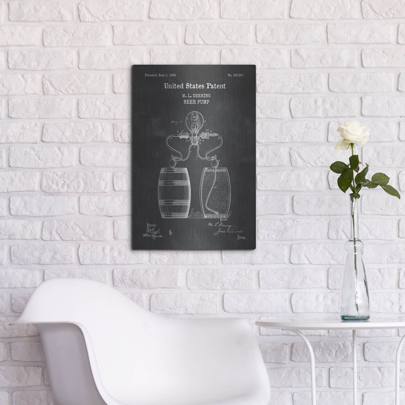 «Beer Pump Blueprint Vernis Tableau», par Patents, H 24 po x l 16 po