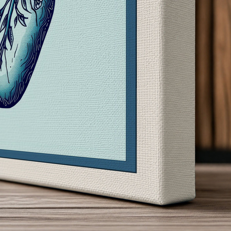 Anatomical Heart Study Minimalist - Wrapped Canvas, 24x16 - 61.0 x 40.6 cm, Cream Border