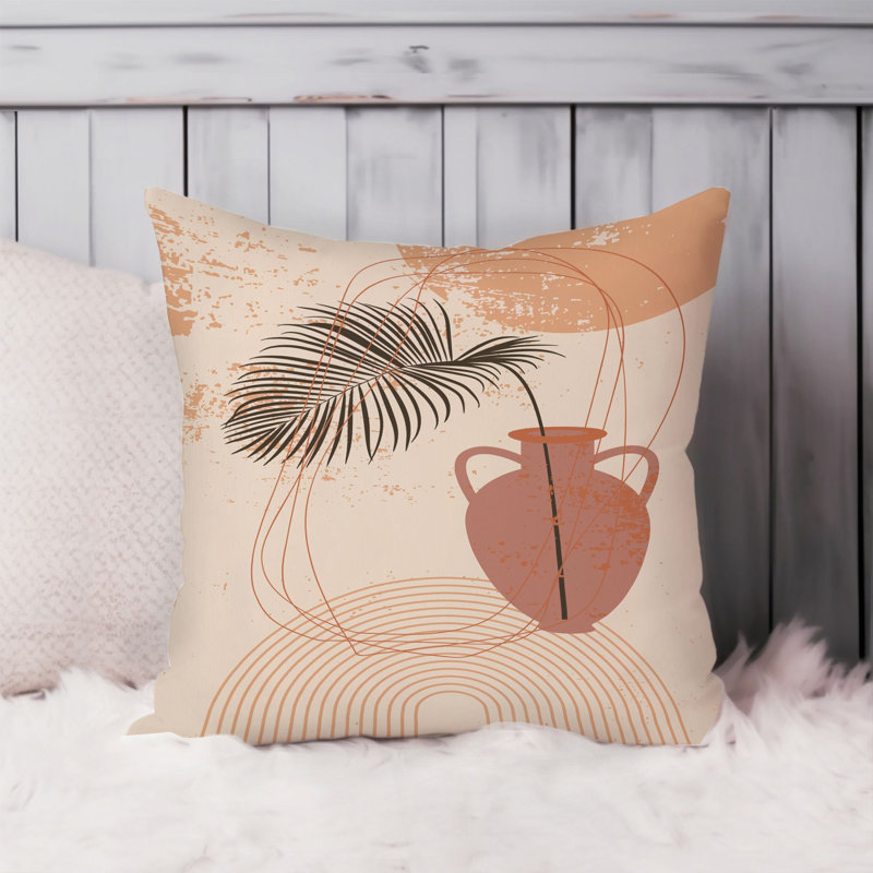  Botanical Bohemian Boho Pot and Leaf, 16"H x 16"W