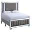 Lit plateforme tapissier gris moderne avec tête de lit à miroir DEL (matelas non inclus)-124922810