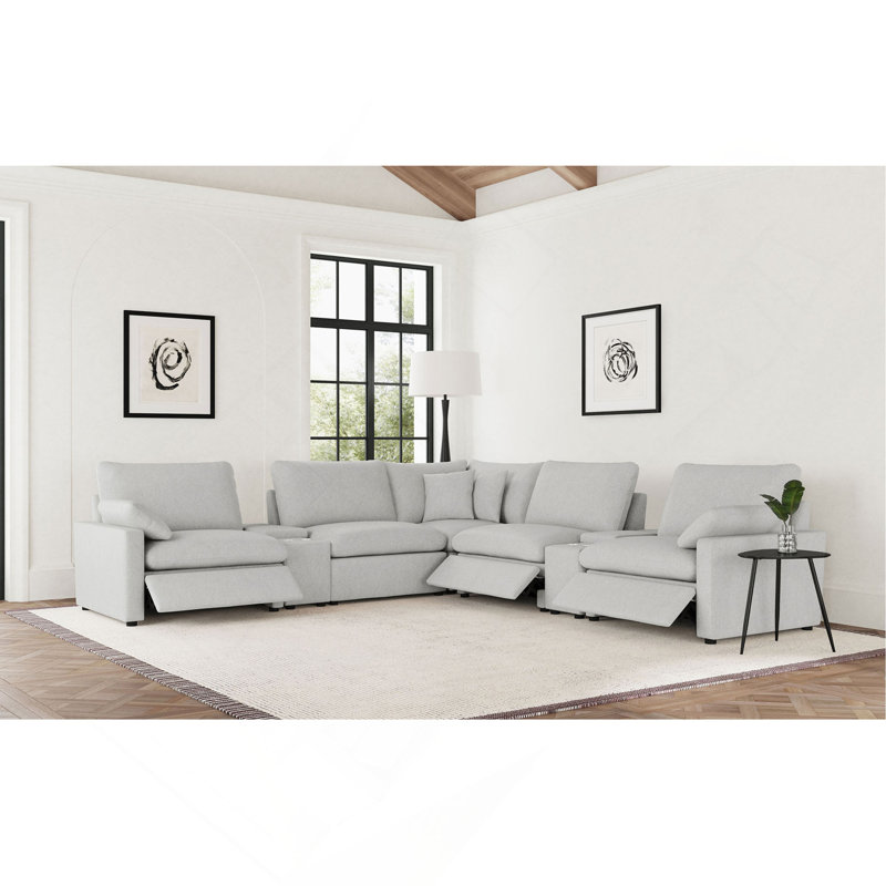 Grey 7-piece Modular Power Reclining Sectional Sofa