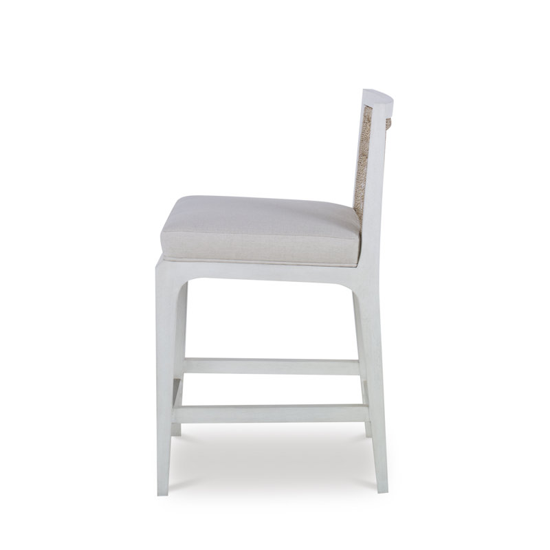 Curate Upholstered Stool with Solid Wood Frame, Off White