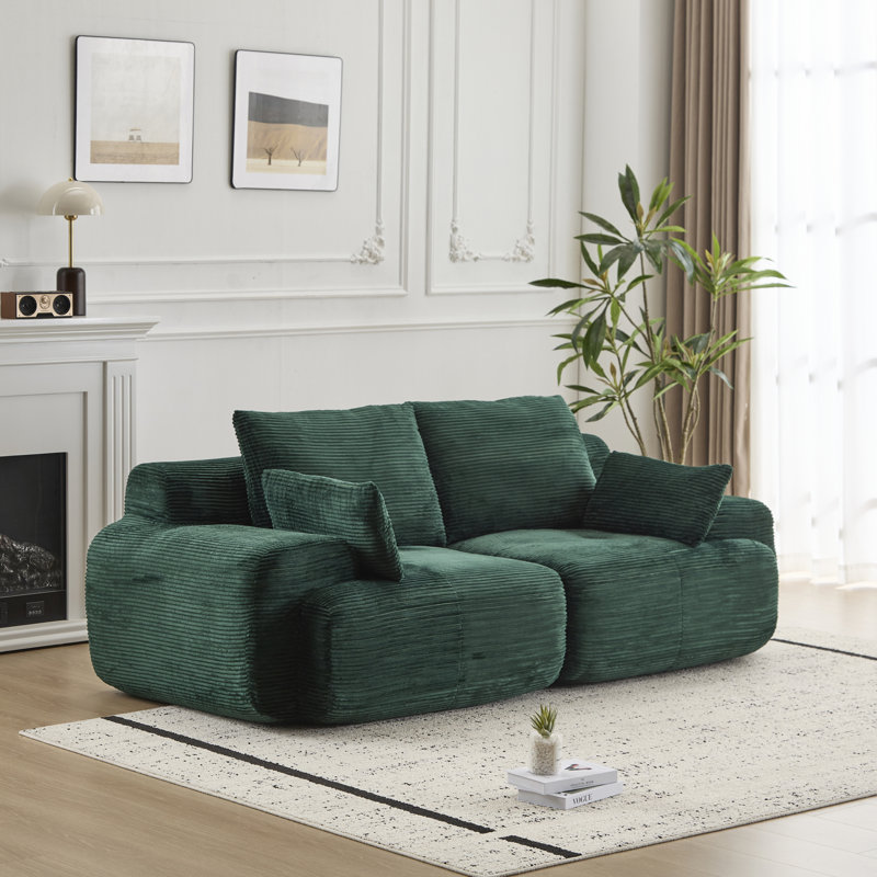 Canapé 84,25 po Corduroy, Vert