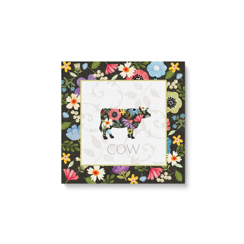 Reproduction de l'œuvre « Spring Farm Cow » d'Annie LaPoint, L 20 po x H 20 po, Ne s’applique pas, Toile non encadrée