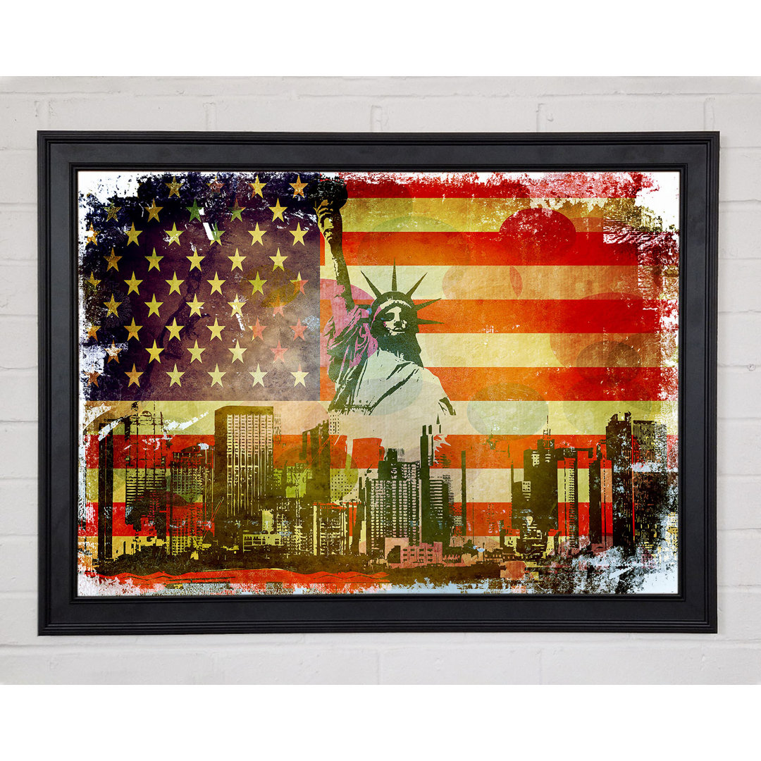 Amerikanische Flagge NYC Gerahmter Druck