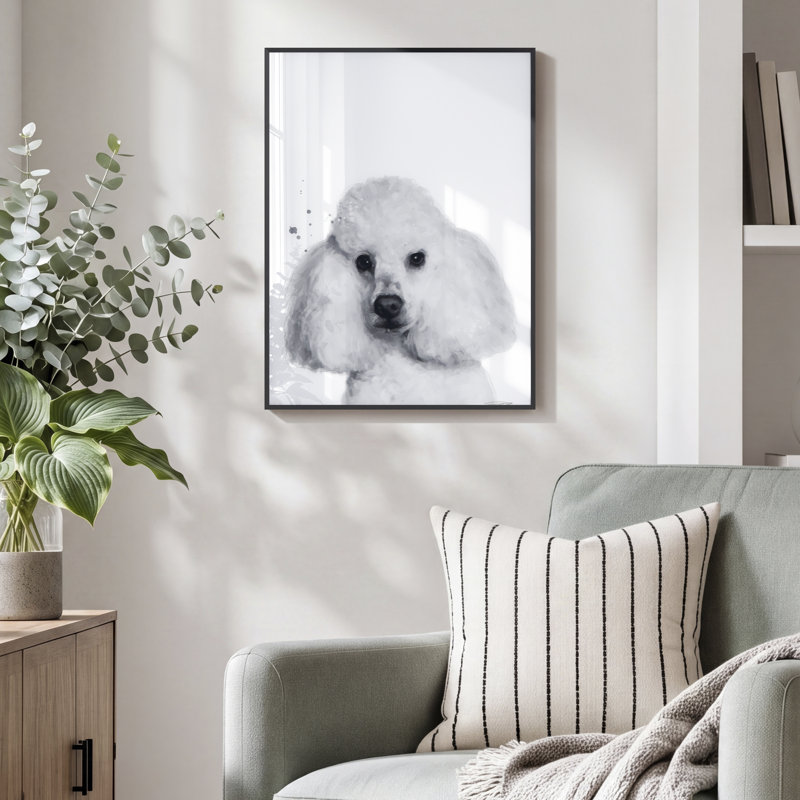 Caniche encadré sur verre
