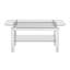 Table basse rectangulaire en verre trempé avec pieds en miroir en acier inoxydable, rangement à 2 niveaux pour le salon et la salle d'attente