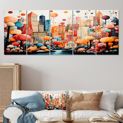 Art mural 5 pièces Popart Urban Cityscape III - City Art Deco