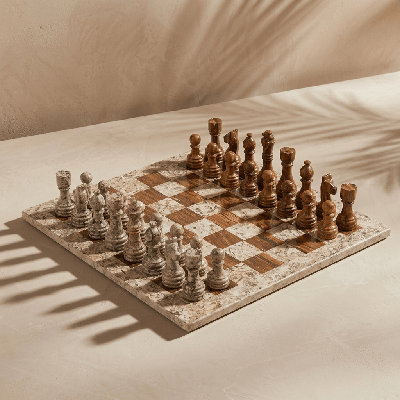 Vintage Marble Chess Set with Storage Case by Marble Cultures