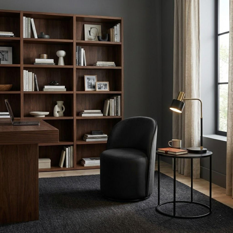 Chaise pivotante en velours Modern, Noir