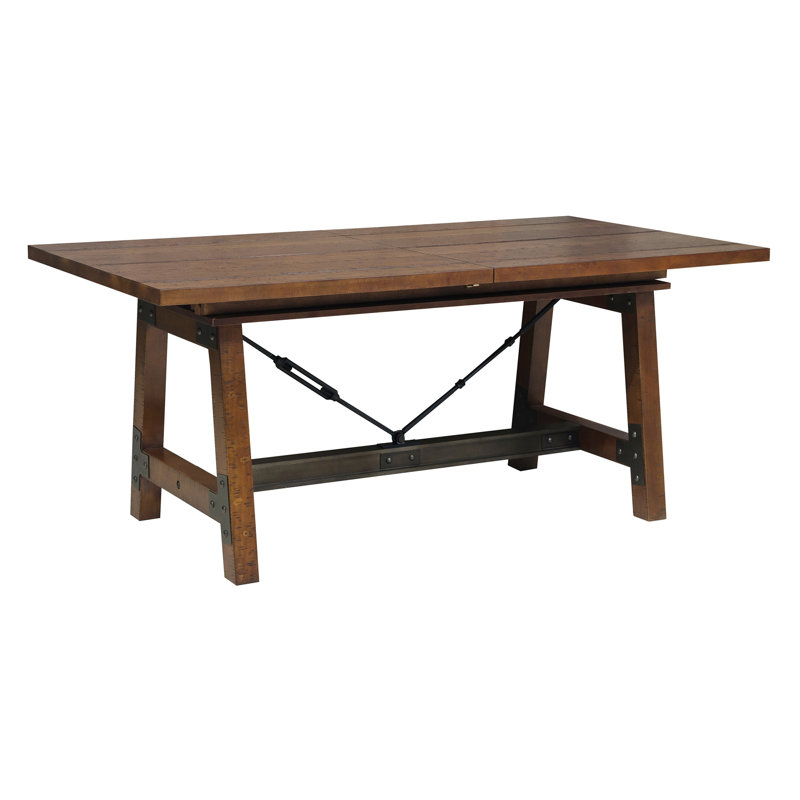 Table de salle à manger à rallonge Jerame, Brun foncé 1
