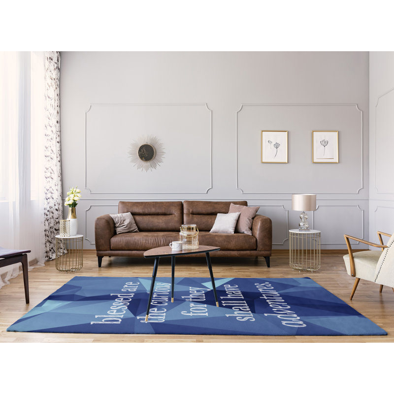 Tapis en polyester à citation inspirante en faux gemme, Rectangle 8 pi x 10 pi