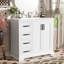Meuble-lavabo moderne de 36 po avec lavabo en céramique, porte à fermeture en douceur, tablette réglable et 3 tiroirs, rangement spacieux, conception élégante pour salles de bain de taille moyenne à petite, meuble-lavabo de salle de bain