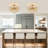 Modern 13-Light Brass Semi-Flush Mount Ceiling Light With Amber Glass Globes For Living Room-494725957-494725959