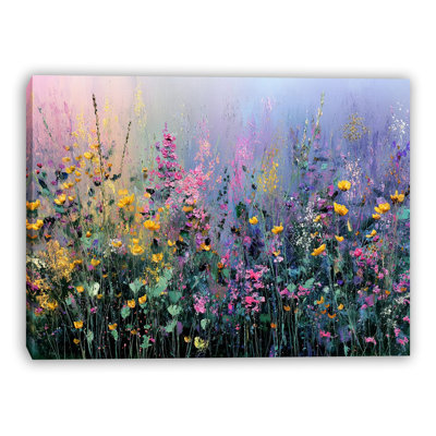 Pastel Meadow Bloom Wrapped Canvas Wall Art