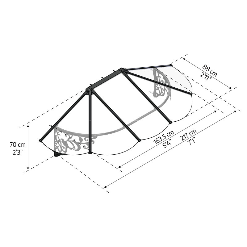 Lily 2m W x 1m D Door Canopy