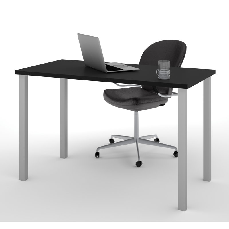 Manufactured Wood and Metal Writing Desk, 29" H x 47.6" W x 24" D, Black