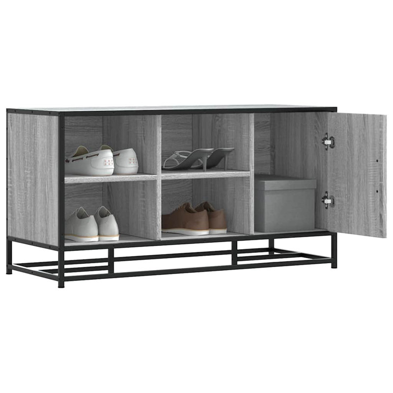 5 Pair Shoe Storage Bench, Grey Sonoma