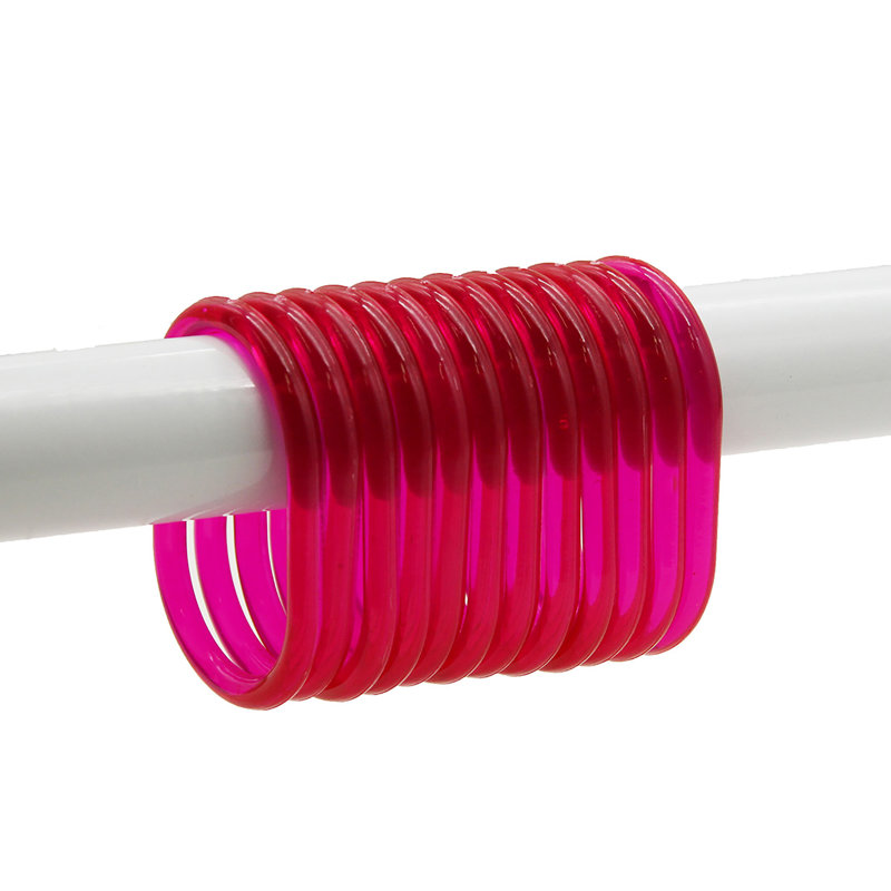 Clear Pink Plastic Shower Curtain Hooks Set of 12