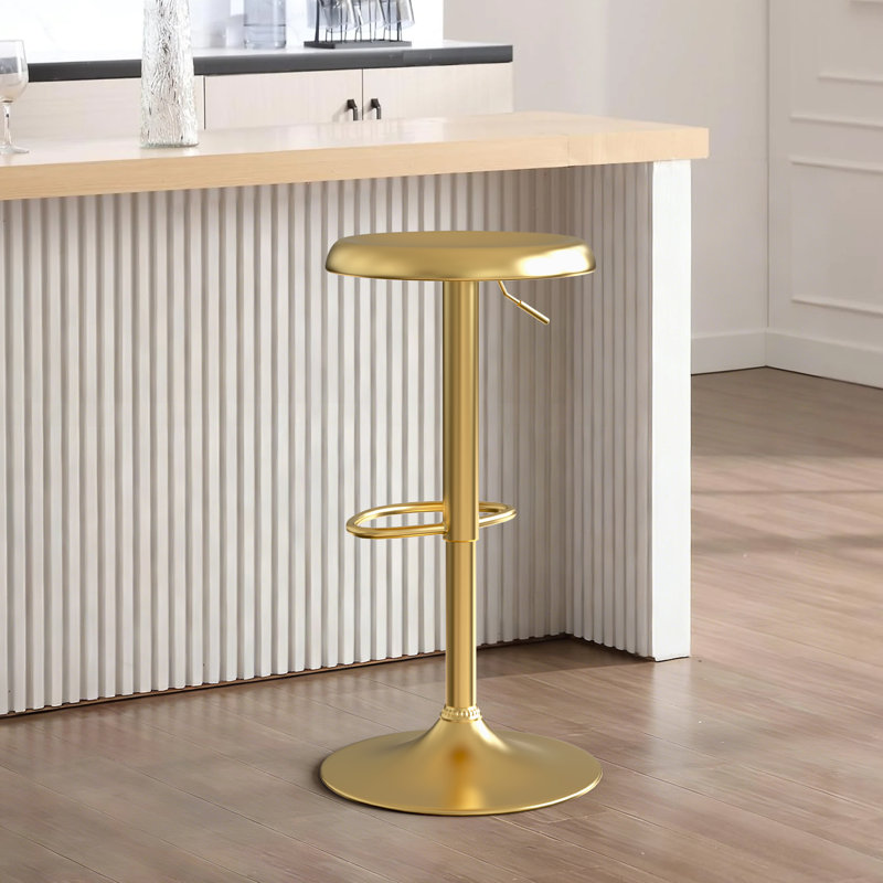 Juddson 1Pc Bar Stools, Adjustable Height Swivel Bar Stools, Metal Airlift Barstools, Backless Counter Height Bar Chairs for Kitchen Dining Room Pub Cafe
