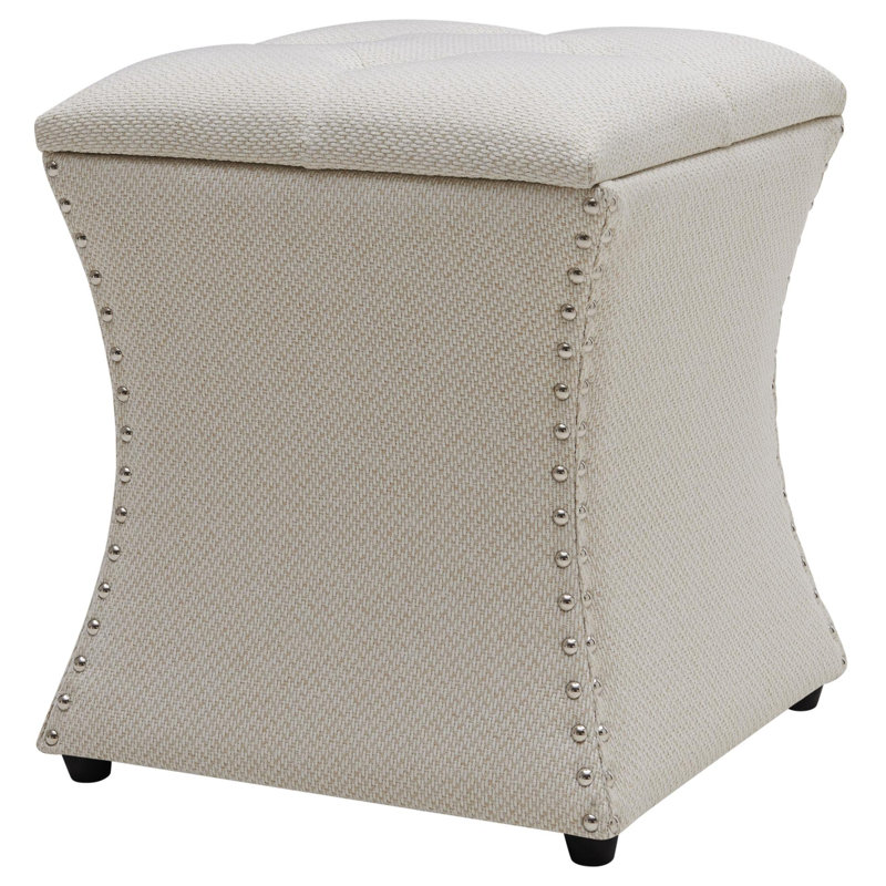 Arkadelphia Upholstered Ottoman, Cream