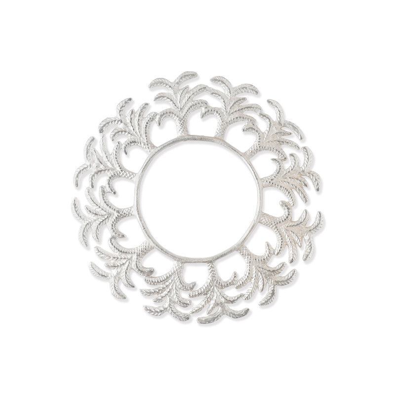 Plat de service en aluminium doré à feuilles de palmier doré - 13 po, Argent argent