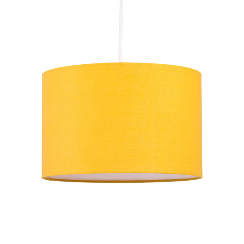 16cm H Cotton Drum Pendant Shade ( Uno ), Ochre