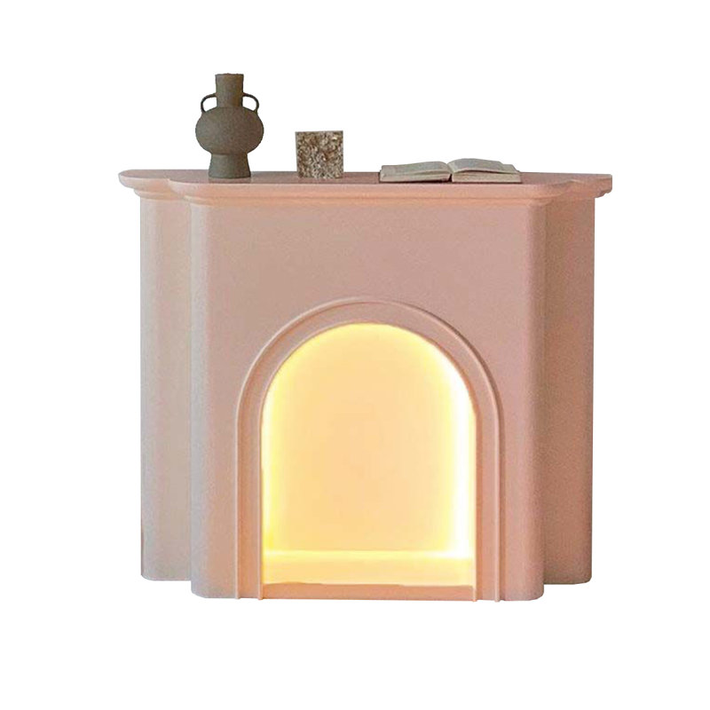 Pink Manufactured Wood Electric Fireplace