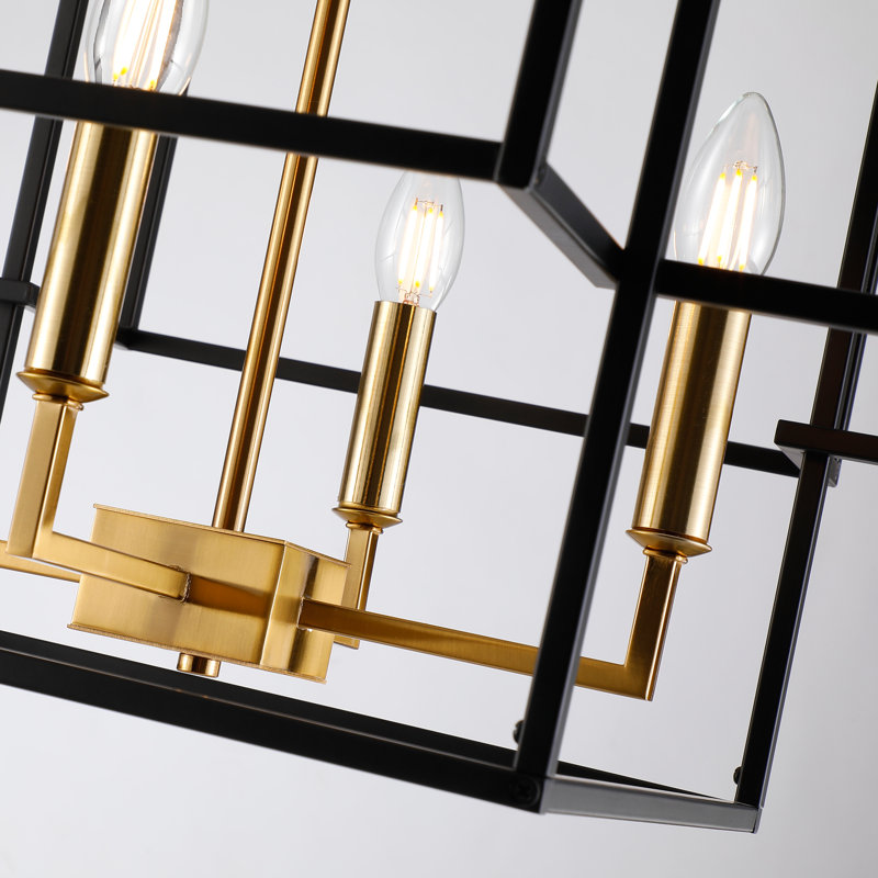 8 Light Pendant in Transitional Style - 22 Inches Wide by 28 Inches High Open Frame Cage, Brass