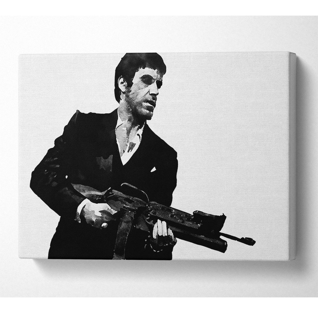 Scarface Tommygun B N W - Druck