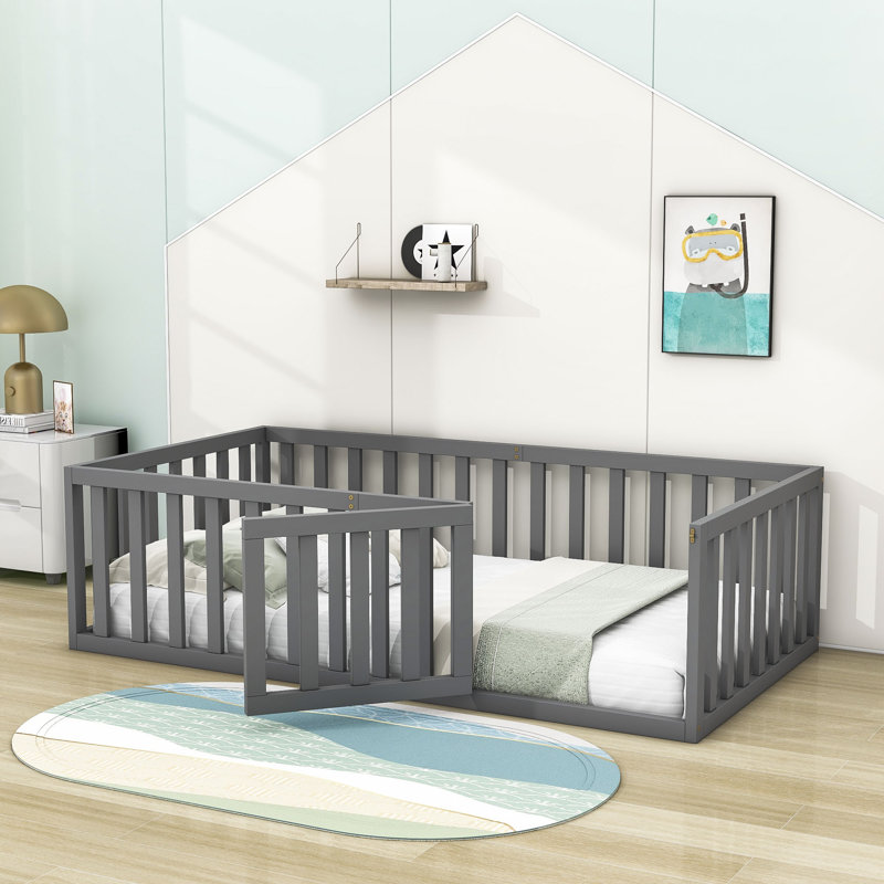 Structure de lit en bois Freta, Gris, Lit simple