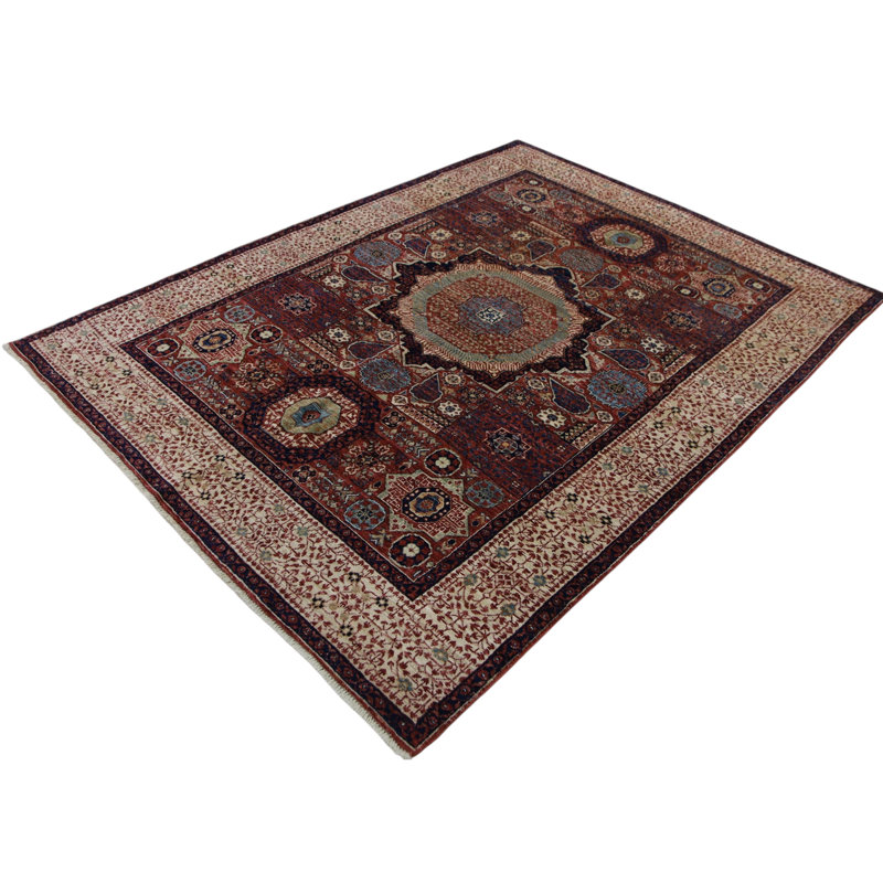 Hand Knotted Wool Area Rug, Rectangle 4'9" x 6'6"