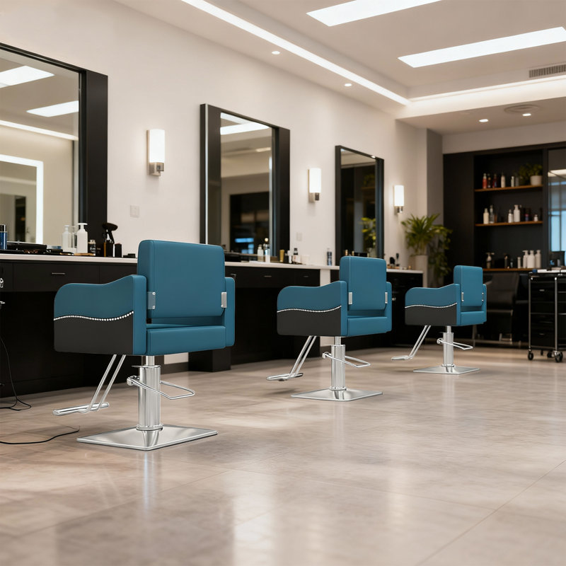 Salon Chair,barber Chair For Hair Stylist,height Adjustable Stylist Chairs With Pu Leather,360°swivel Hair Salon Chairs For Beauty Shop,spa Center,barber Shop (blue)