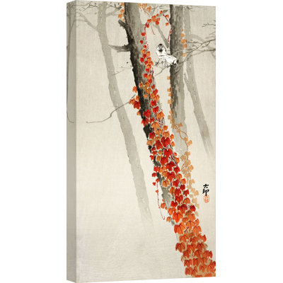 2JP6338 Red Ivy by Ohara Koson - Wrapped Canvas Art Prints