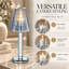 Lampe à bougie en verre cristal Lya de 30 cm avec abat-jour en verre, porte-bougie décoratif pour chandelle chauffe-plat et votive, bleu-1892653118