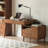 Walnut Rectangular Solid Wood Executive desk with drawers desk