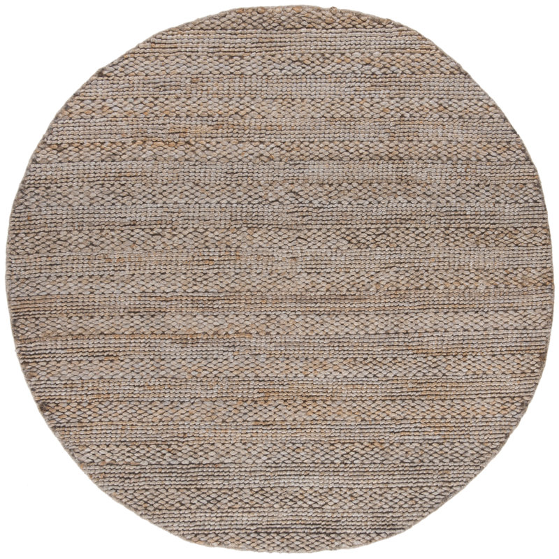 Concord Natural Fiber Hand Woven Jute/Cotton Striped Rug in Beige, Round 4'