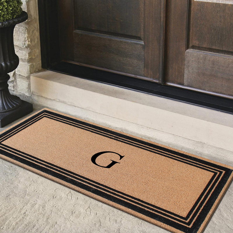Monogrammed Triple Classic Border Natural Coir Door Mat with PVC Backing – Heavy-Duty, Anti-Shed & Easy to Clean, G