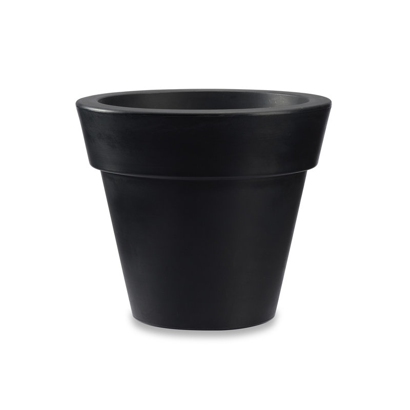 Plastic Pot Planter, Black, 16.6" H x 19" W x 19" D