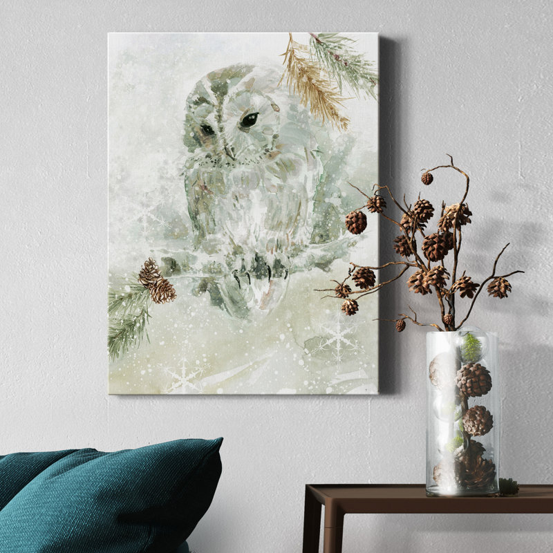 Hibou hivernal, reproduction d'art sur toile tendue, H 36 po x l 24 po x P 1 po