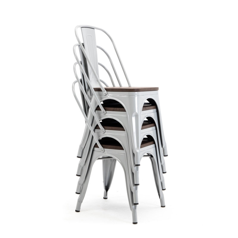 Chaise d'appoint empilable en métal H 33,5 po Linzy, Argent