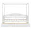 Lit de jour simple à baldaquin en bois avec 2 tiroirs de rangement, pin massif et panneau de fibres à densité moyenne, lit de jour moderne avec dossier, blanc-1222853401