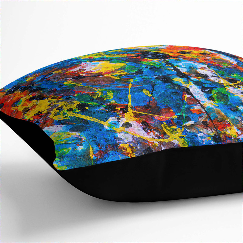 Abstract Square Throw Cushion, 55 x 55 cm, Black