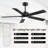  Seale 52 inch Smart Ceiling Fan with Remote/APP/Alexa Control, Downrod Mount, Reversible DC Motor, 5 Blades, 6 Speeds, 3CCT, Dimmable, Noiseless, Bedroom, Living Room, Black