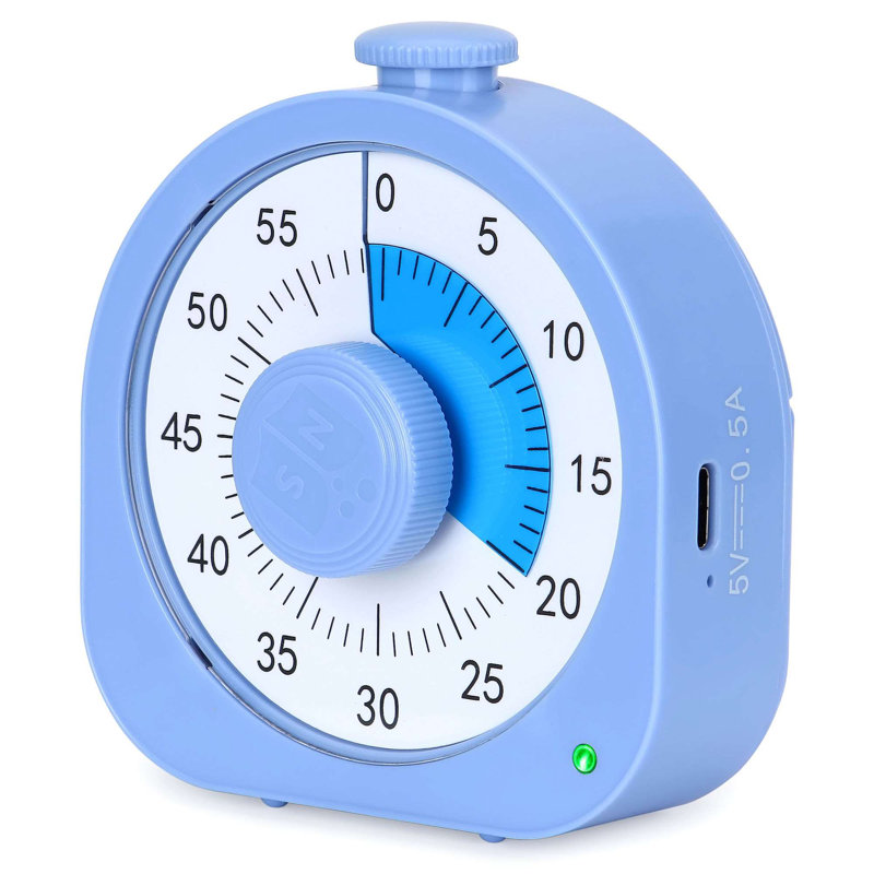 Kitchen Timer 60 Minute Countdown Visual Timer Silent Study Timer Time Management Tools, Blue