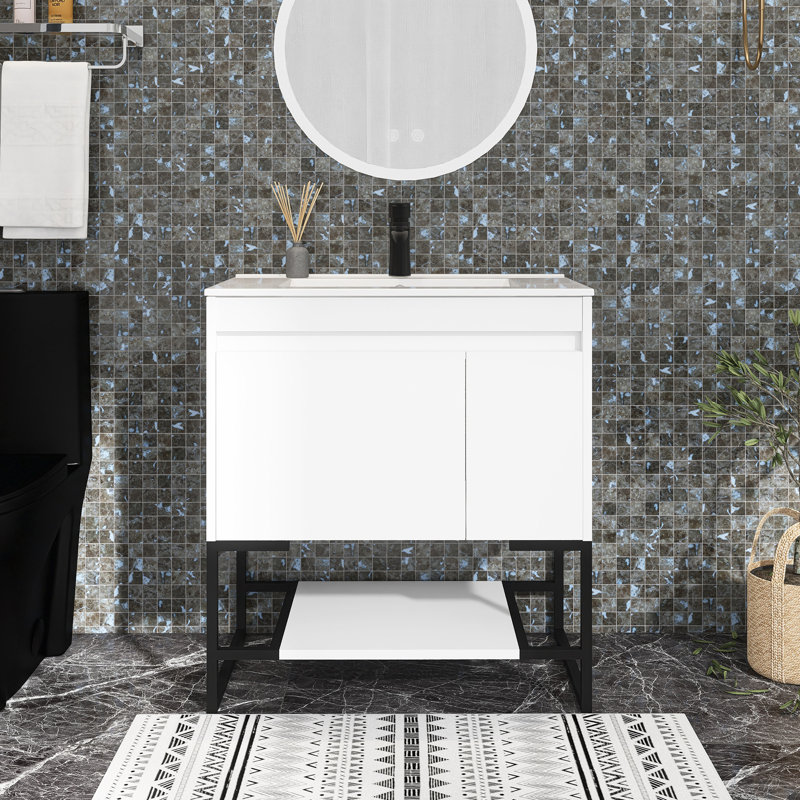 Ensemble de meuble-lavabo autoportant 30 po avec comptoir en céramique Wiepke