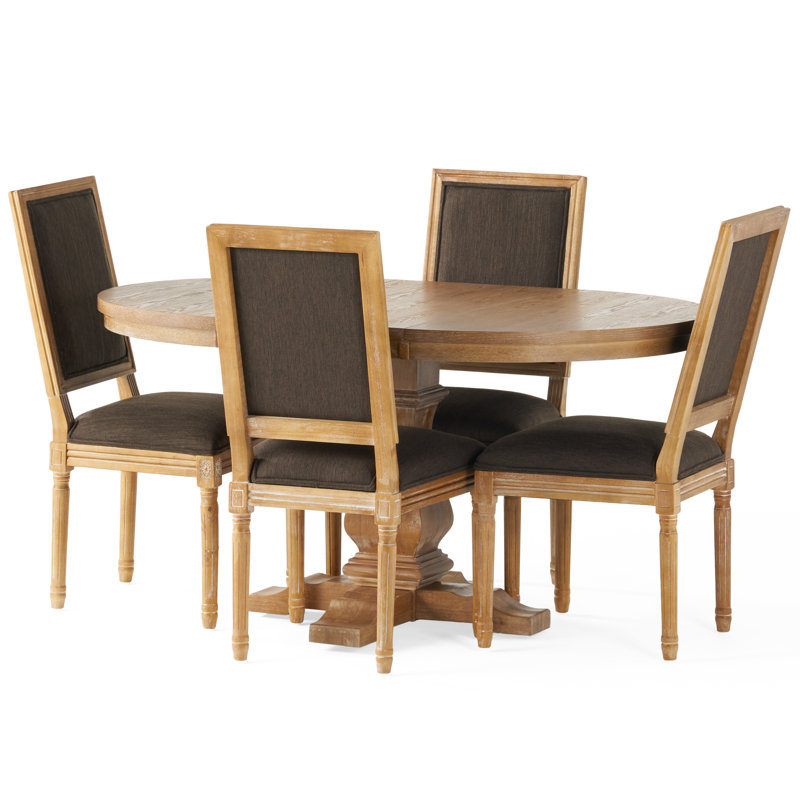 Burrill Pedestal Dining Set, Natural, Brown