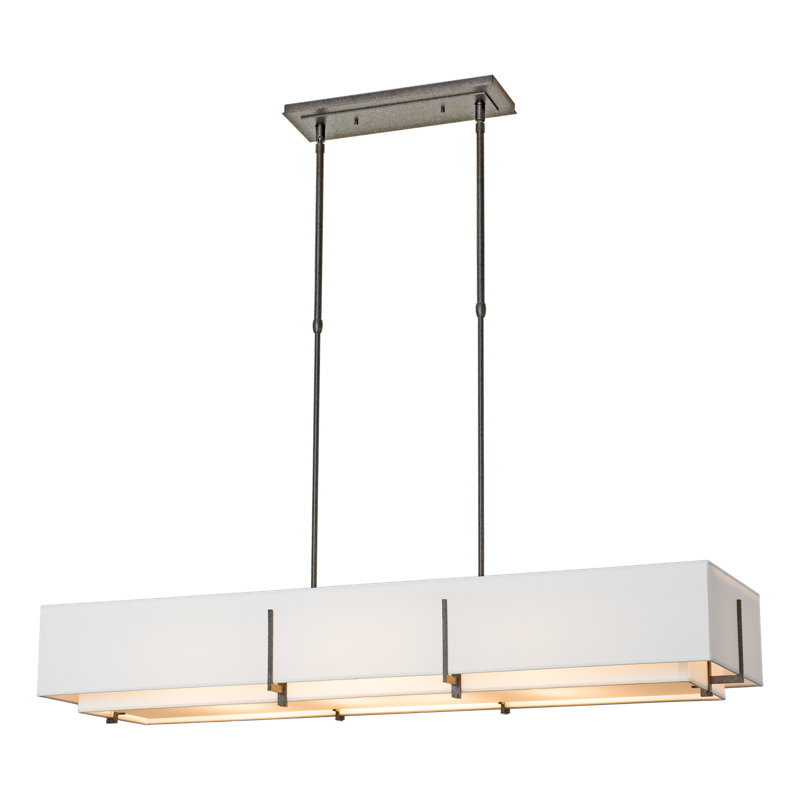 Exos 4 - Light Unique/Statement Linear Pendant, Natural Iron, Natural Anna Shade