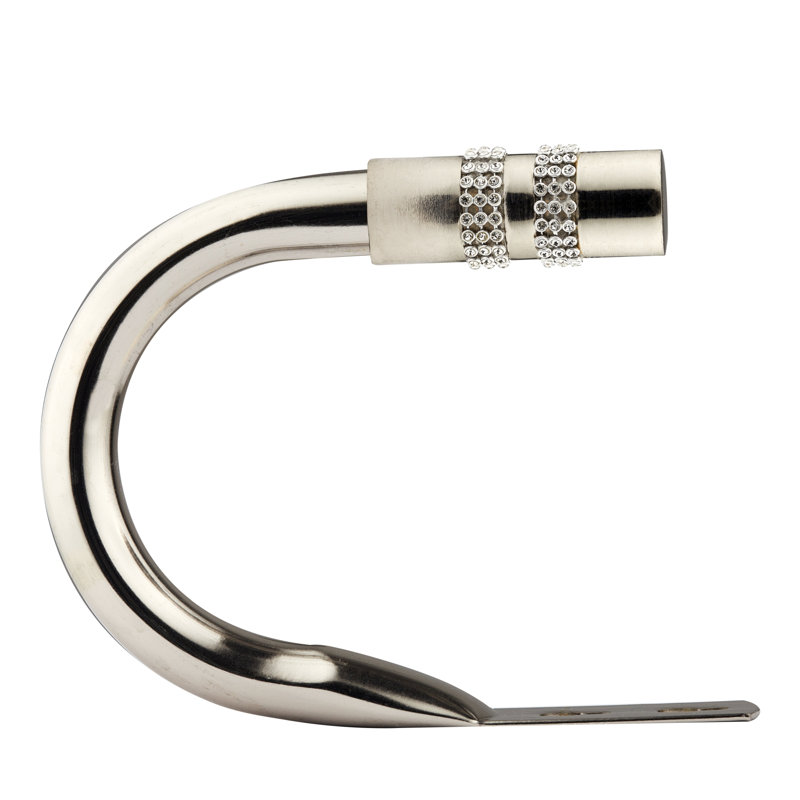 Diamante Brushed Silver 20cm Curtain Holdback, Brushed Silver