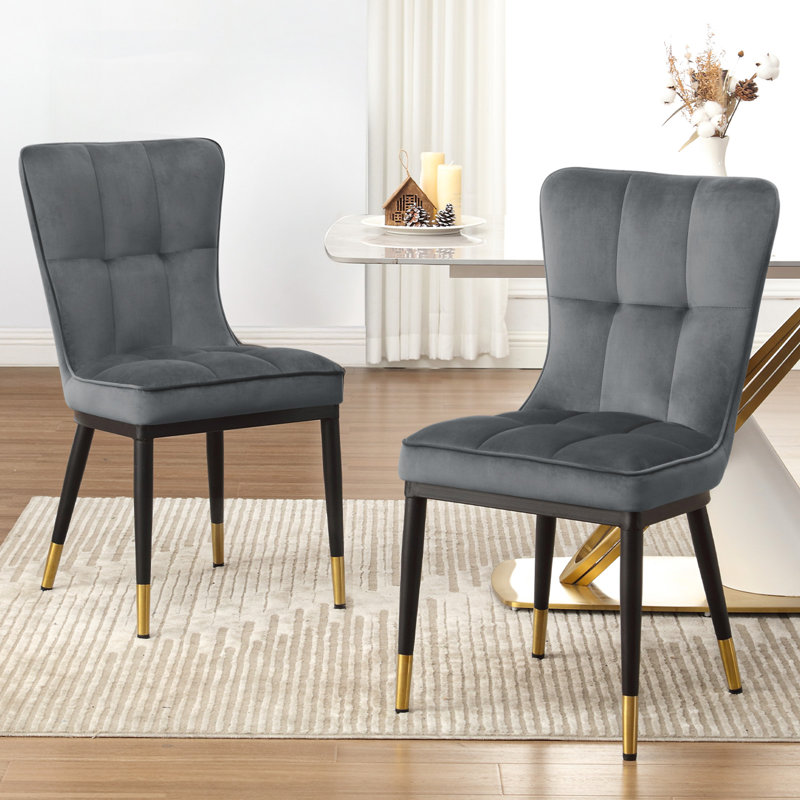 Guitierrez Velvet Upholstered Parsons Chair, Gray